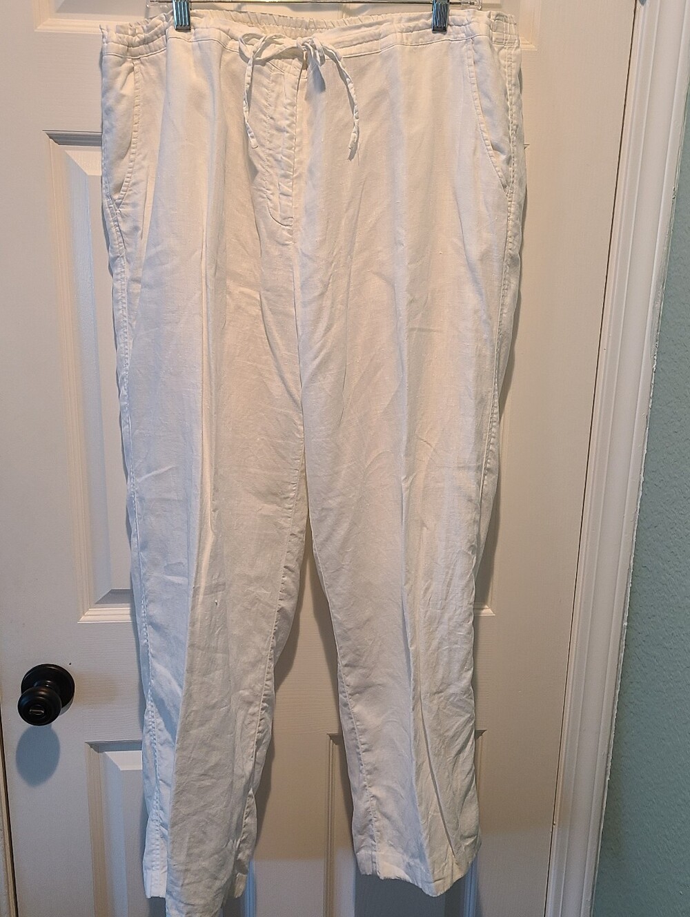 Lane Bryant White Elastic Waist Linen Pants - Picture 5 of 6